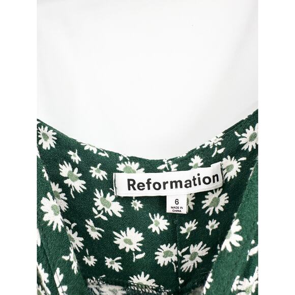 Reformation Crimini Cilantro Green Floral Sleeveless V-Neck Slip Midi Dress 6 - Picture 5 of 7